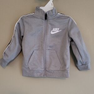 Nike light grey zip up athletic hoodie